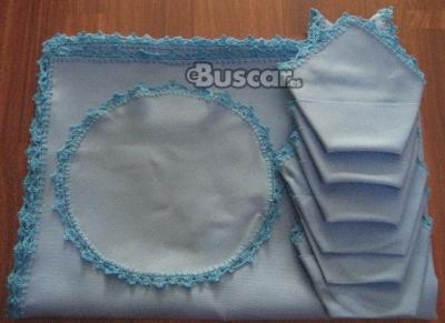 eBuscar Segunda mano Mantel azul y servilletas rematados a...