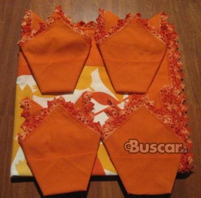 eBuscar Segunda mano Mantel naranja con remate de ganchillo